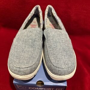 Womens Jellypop Virgo Blue Linen Slip On Shoes Size 7.5
